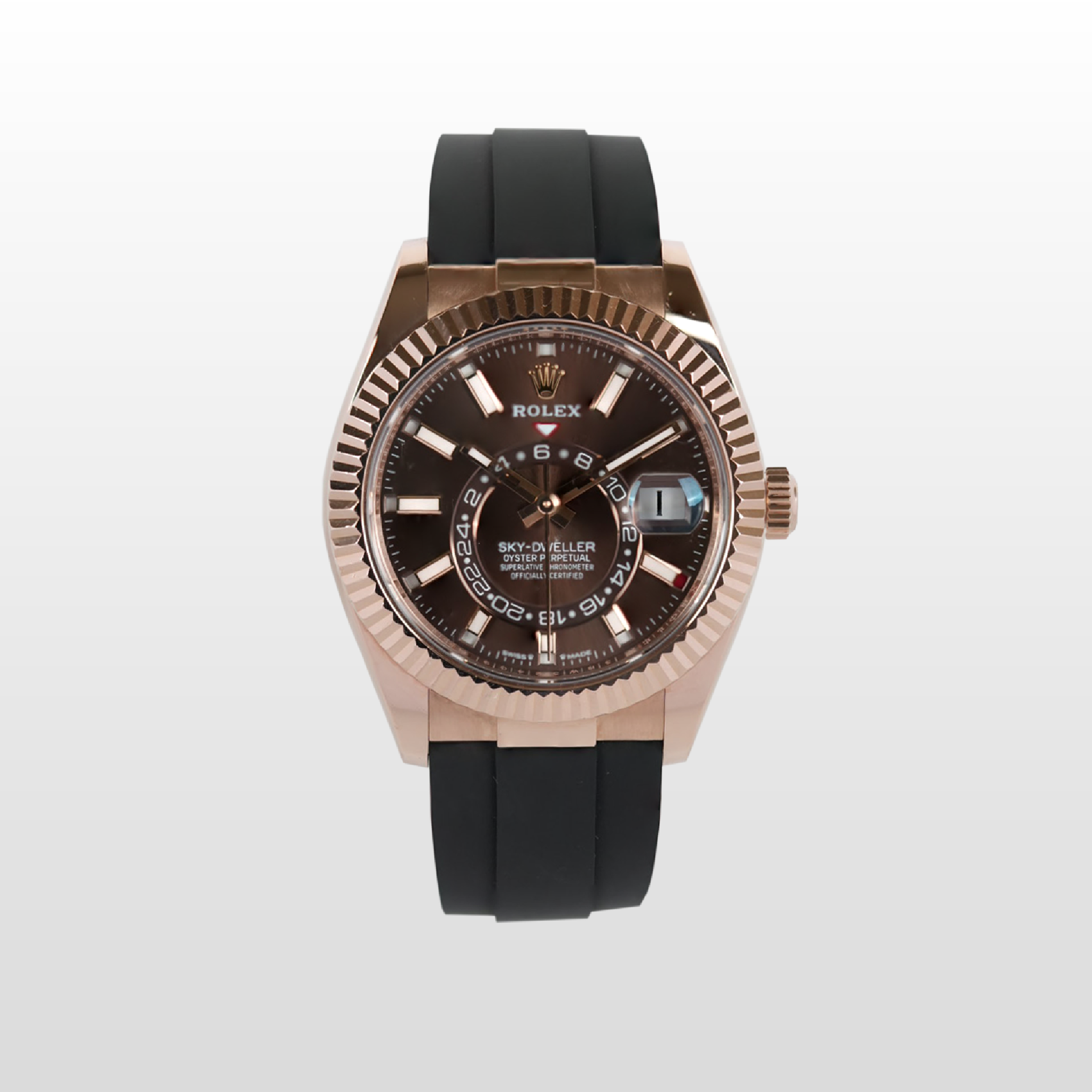 Rolex Skydweller Rose Oysterflex Choco
