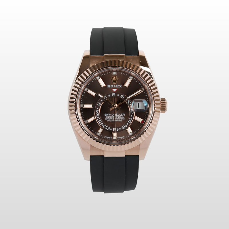 Rolex Skydweller Rose Oysterflex Choco