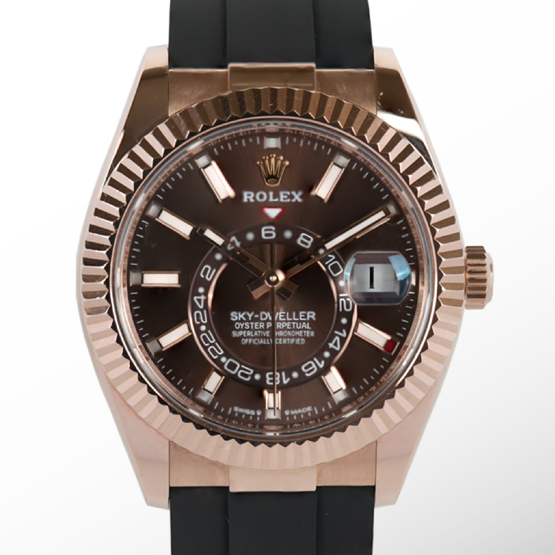 Rolex Skydweller Rose Oysterflex Choco