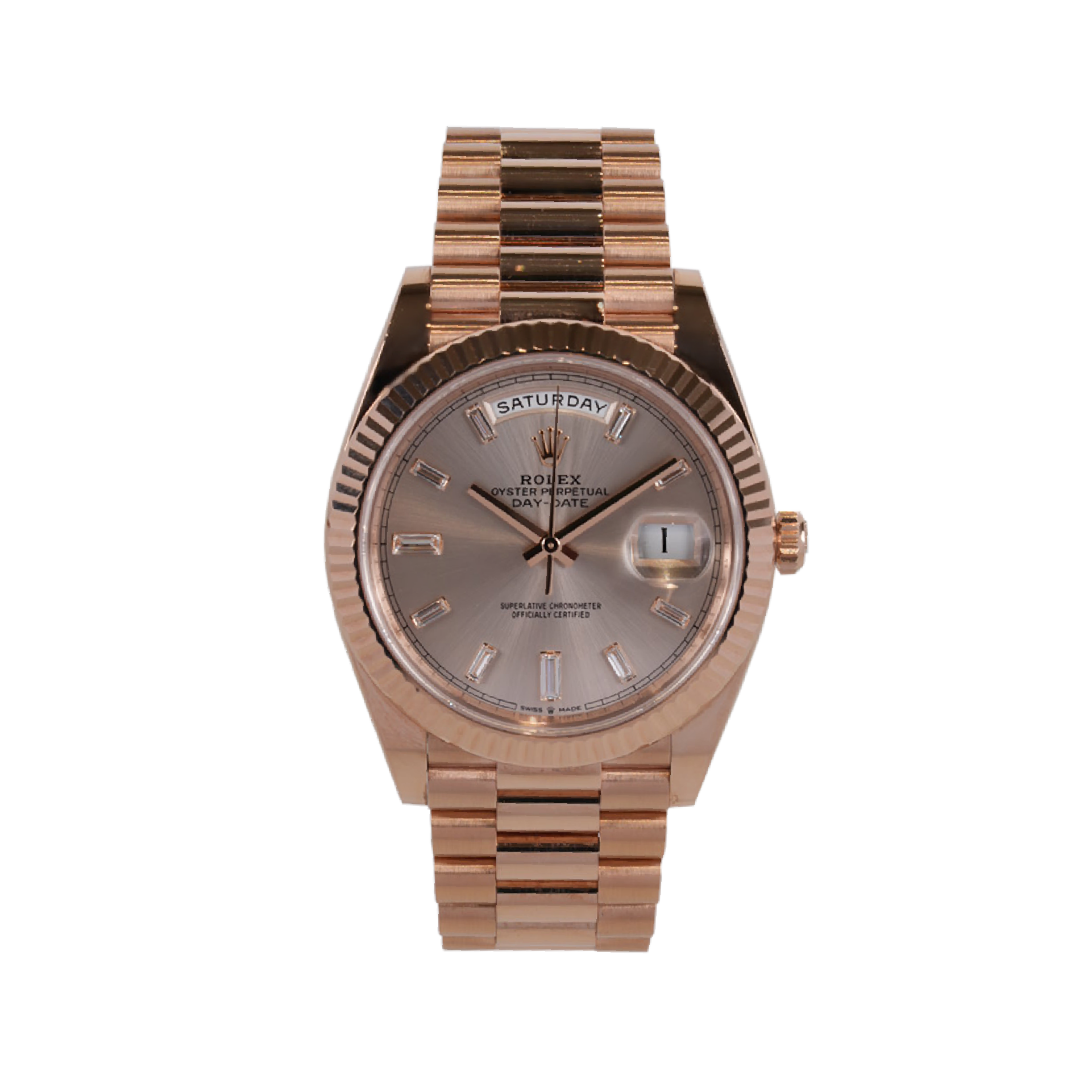 Rolex Daydate Rosegold Baguette