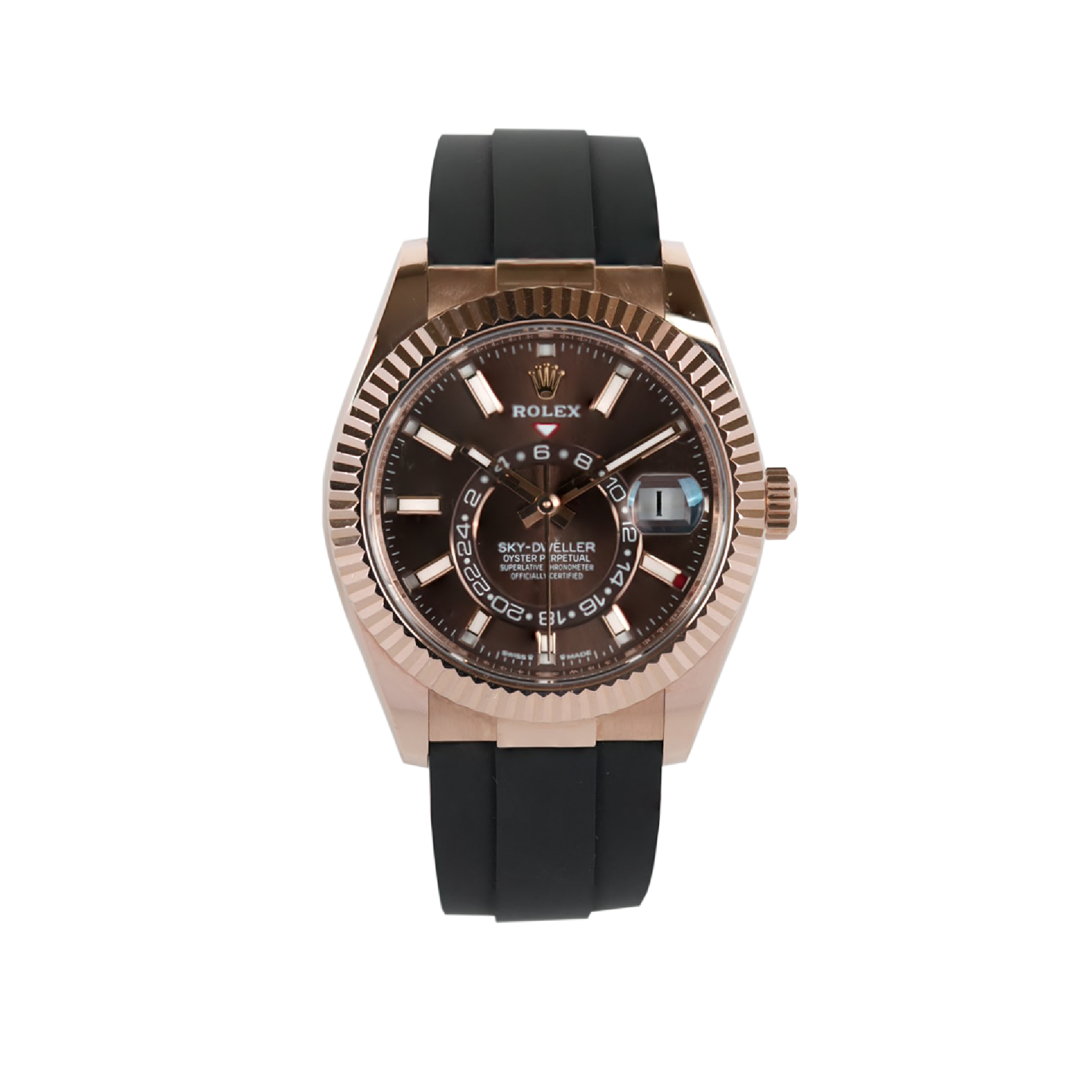 Rolex Skydweller Rose Oysterflex Choco