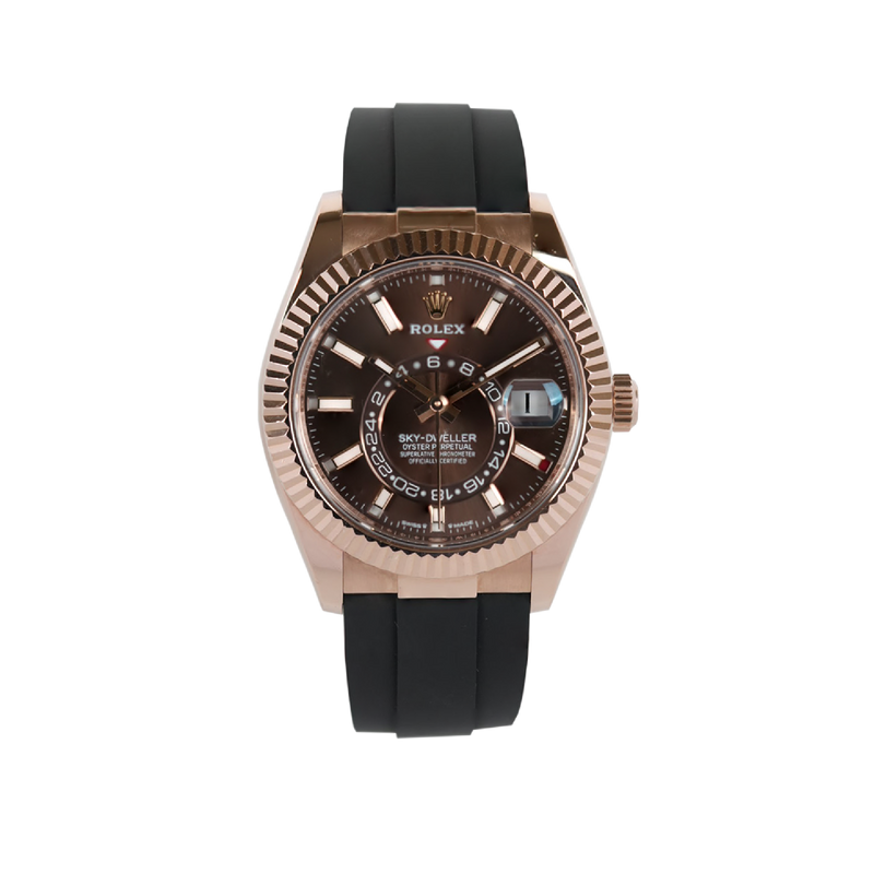 Rolex Skydweller Rose Oysterflex Choco